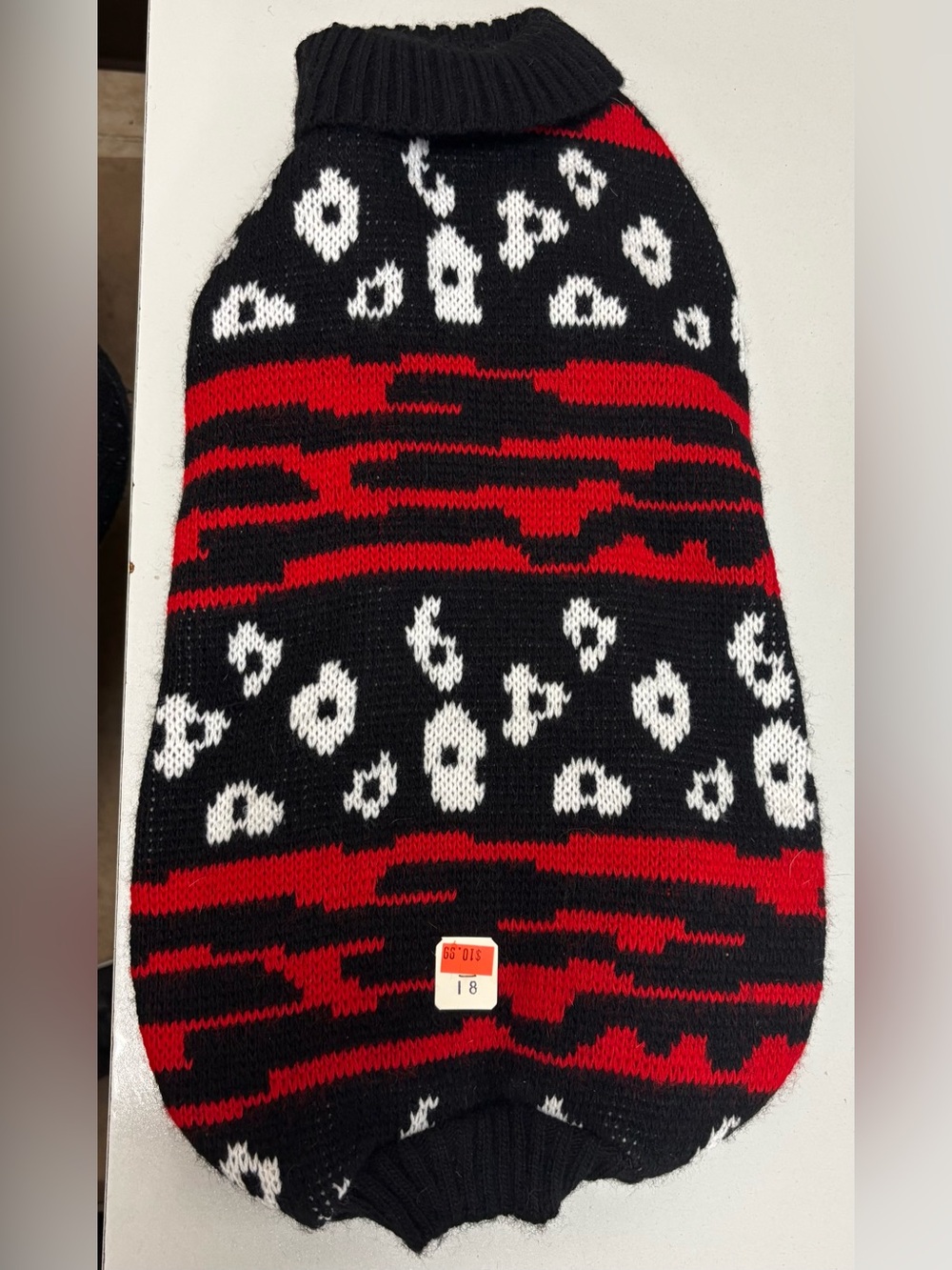 Red And Black Graphic Print Dog Sweater